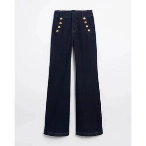 White House Black Market | High-Rise Mariner Wide-Leg Dark Wash Jeans | 10